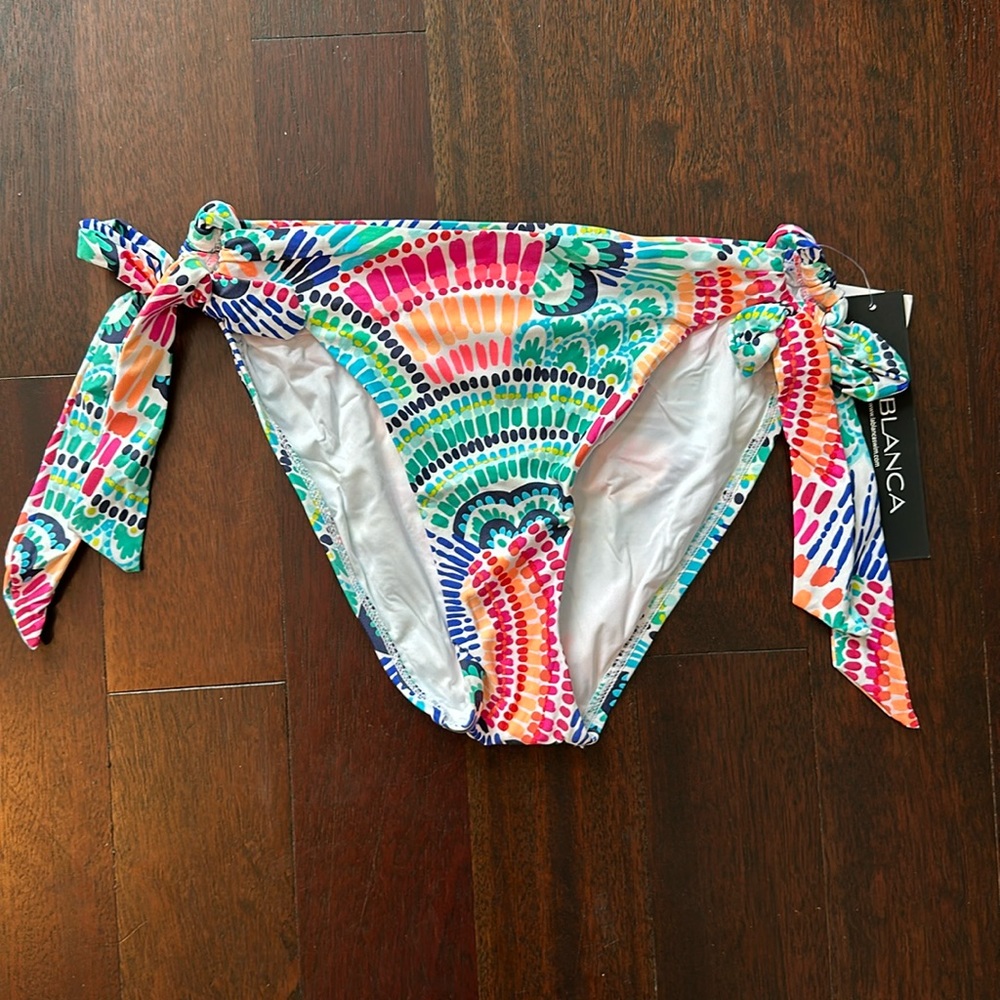 Size 8 La Blanca Waves of Color side-tie hipster multi-colored bikini bottom